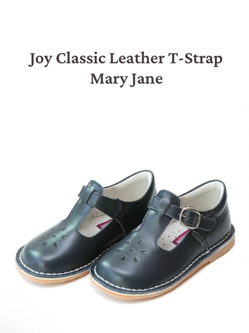 L’amour Girls Navy Leather Joy Classic Mary Jane Dress Shoes